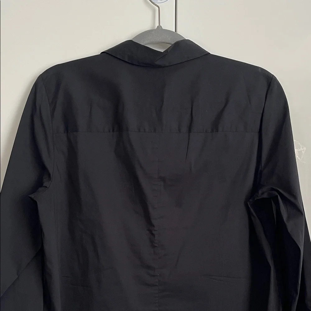H&M Solid Black Button Down Shirt Hidden Button, Size 10 - Picture 7 of 9